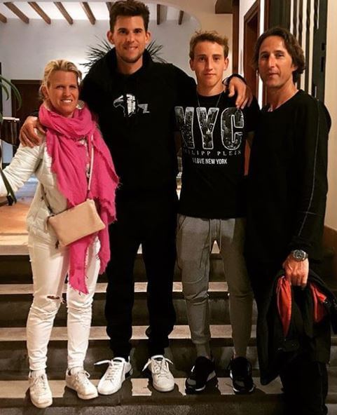 Moritz Thiem with his parents, Wolfgang Thiem and Karin Thiem and brother, Dominic Thiem.